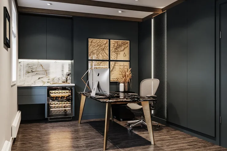 Refined Dark-Tone Home Office Transformation